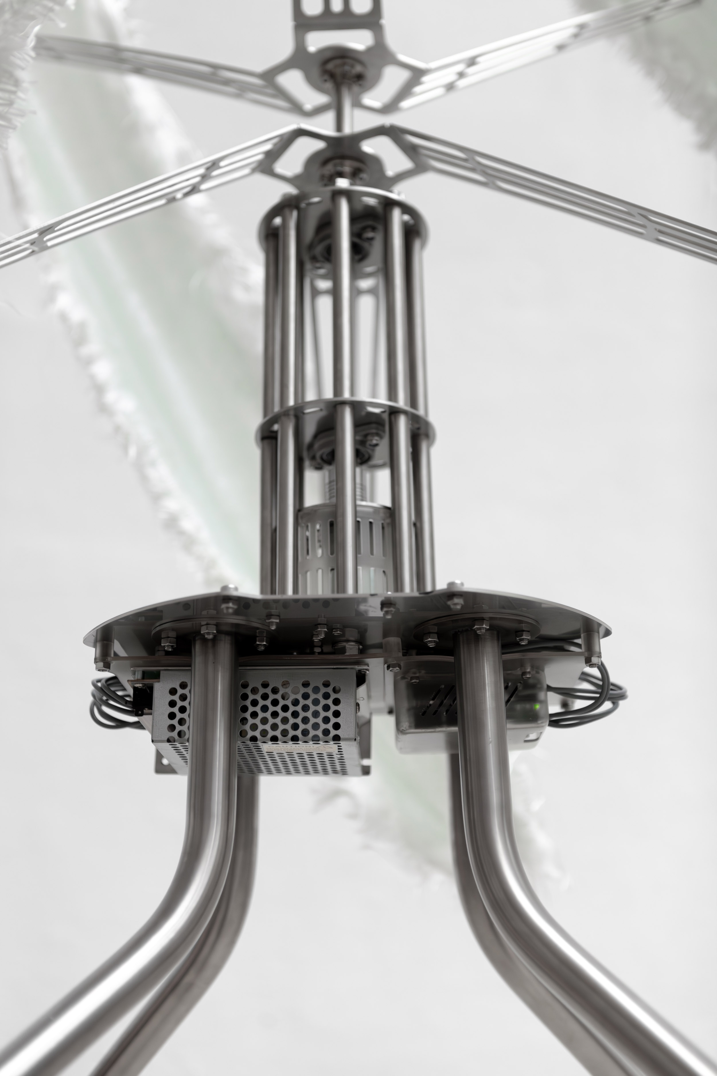 Vertically Rotating Turbine sculpture front view