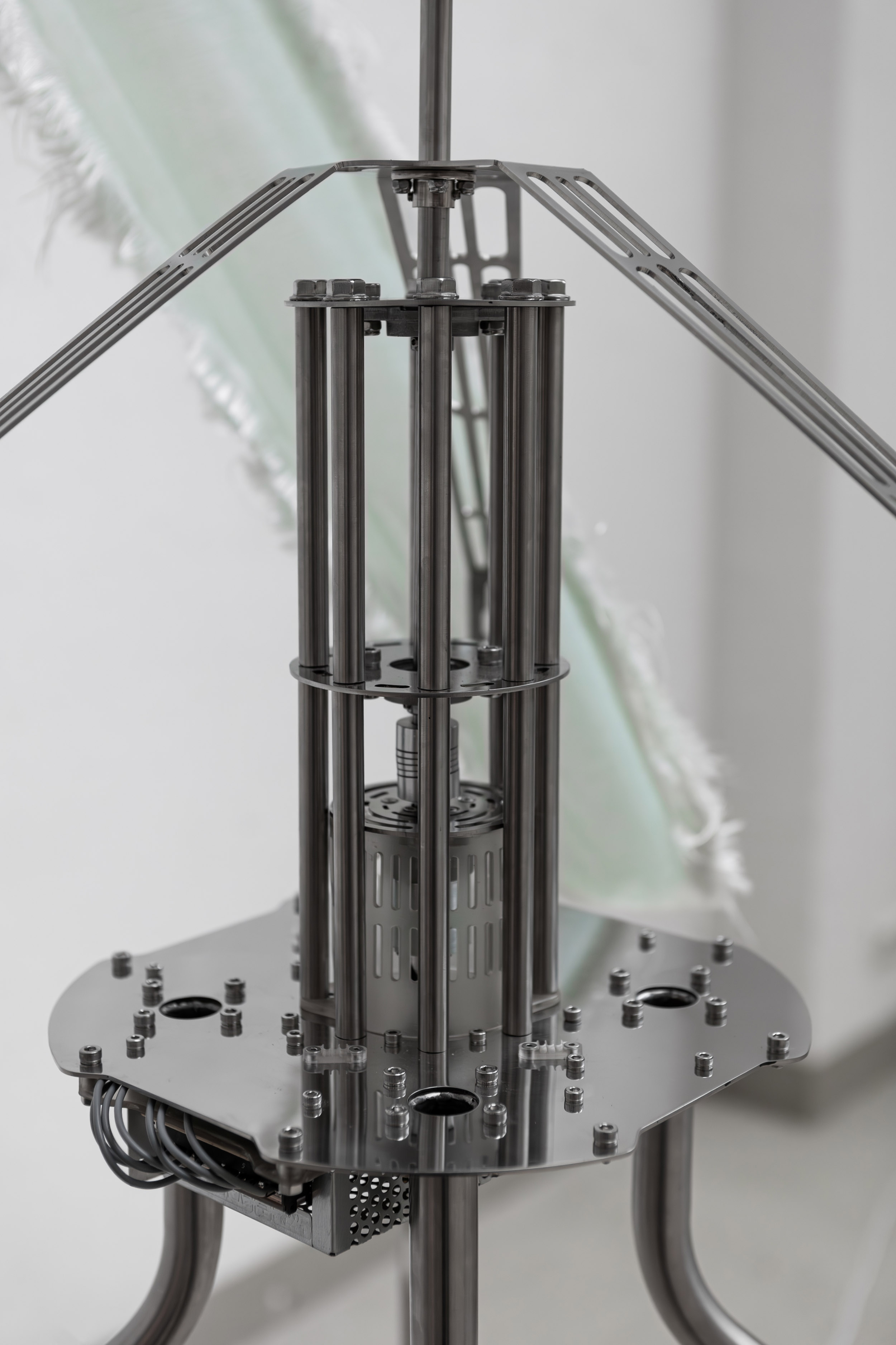 Vertically Rotating Turbine sculpture perspective view